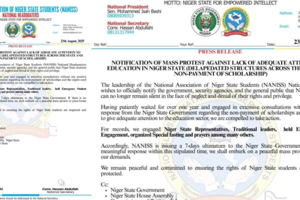 Nigerian Students Declare Mass Protest In Niger State Over Education Neglect, Unpaid Scholarships
